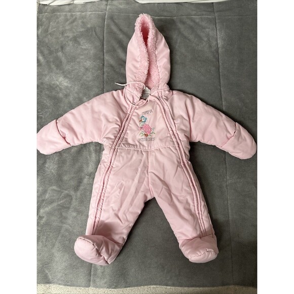 Vintage 1980s Quiltex Baby Girl 6‎ Months Pink Beatrix Potter Bunting Snow Suit - Picture 1 of 10